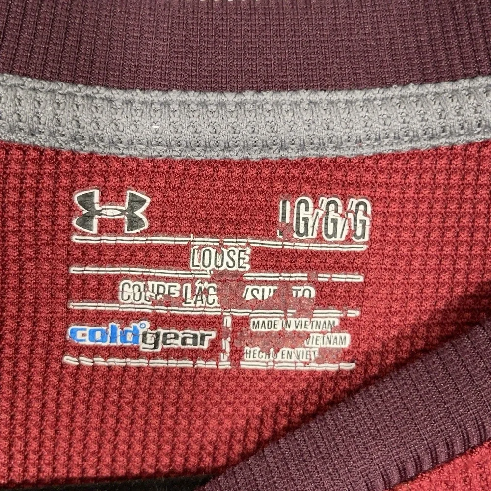 Under Armour Mens Loose Fit Cold Gear Waffle Knit Base Layer Shirt Red L Utility